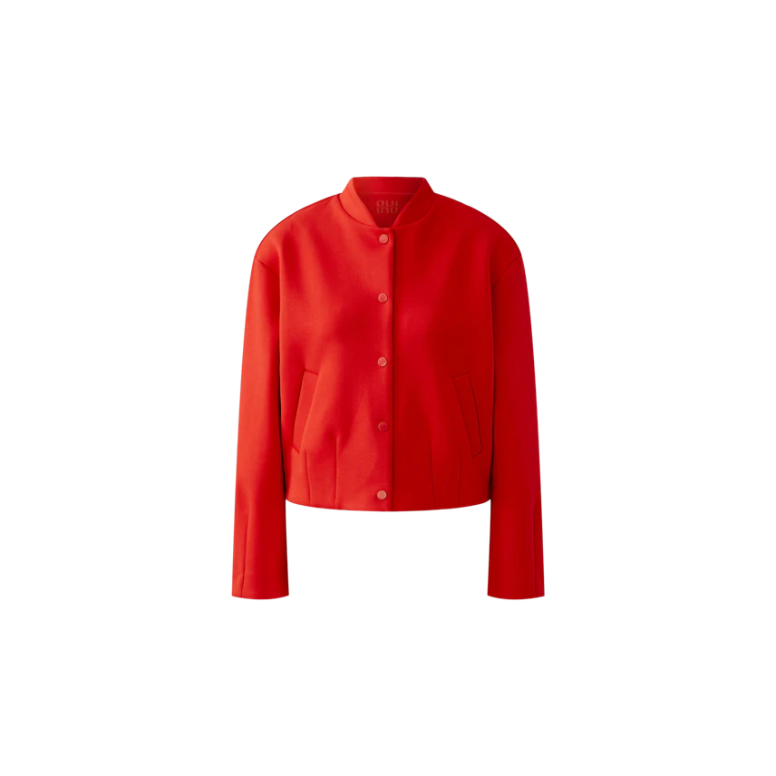 Roter Blouson: Damenjacke mit Knöpfen und seitlichen Taschen, lässiger Schnitt.
