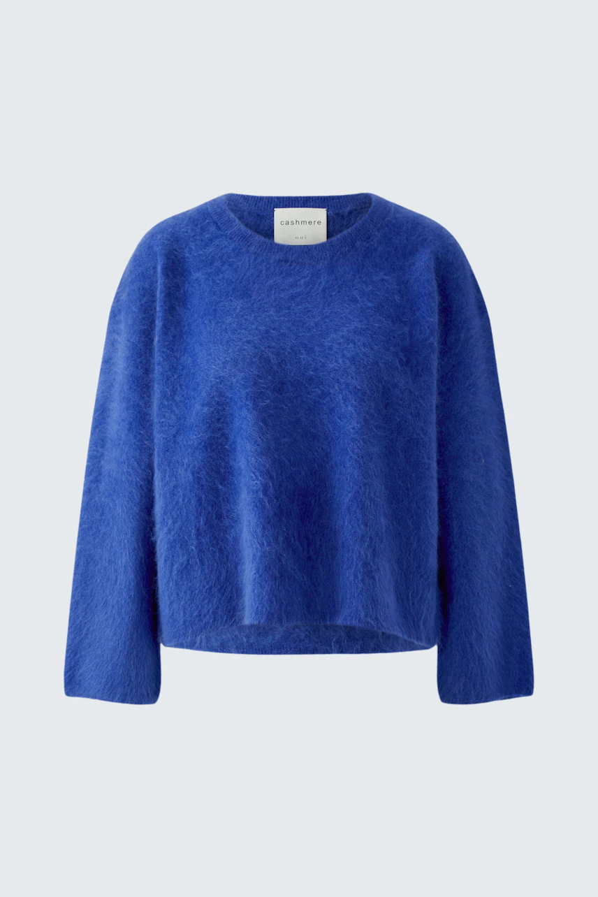 Blauer Damen-Pullover: Weicher Strickpullover ohne Model, schlicht und bequem für den Alltag.