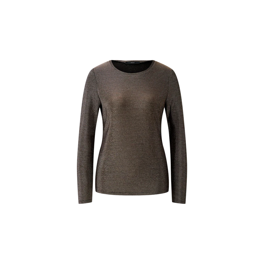 Damen Langarmshirt in schimmerndem Braun, lässig geschnitten, ideal für den Alltag.