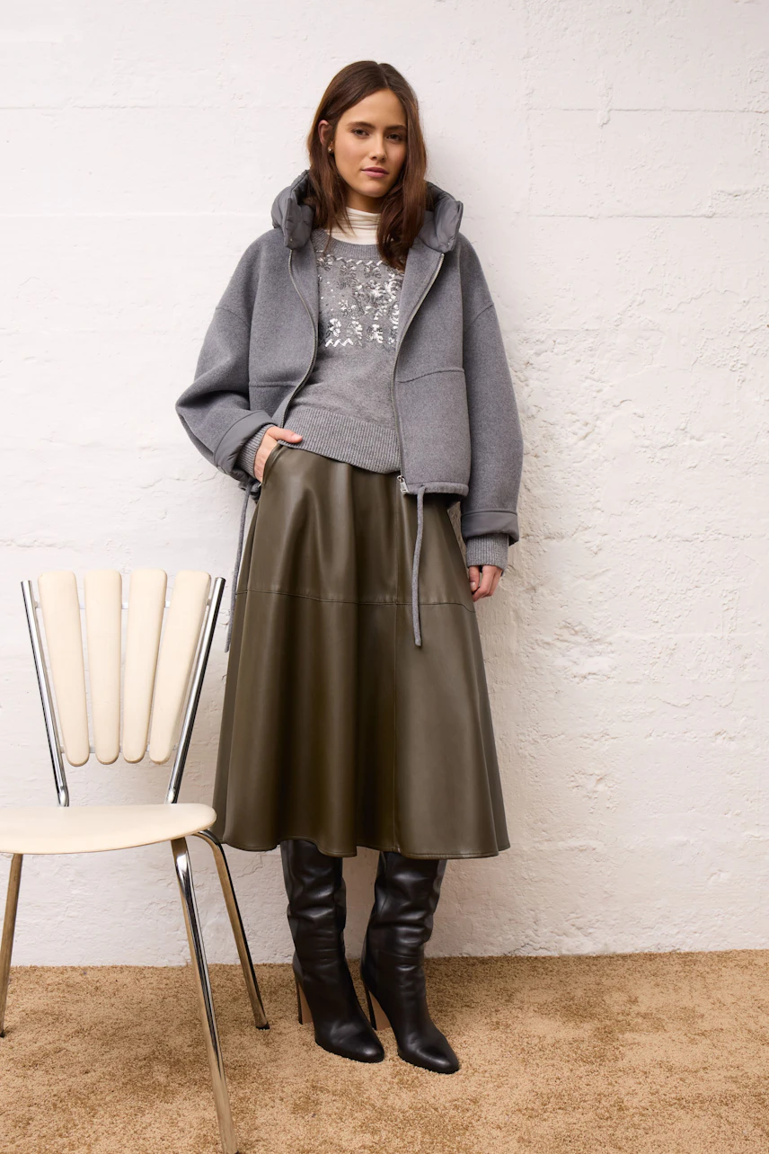 Image 5 of Skirt leather look - umber in umber | Oui