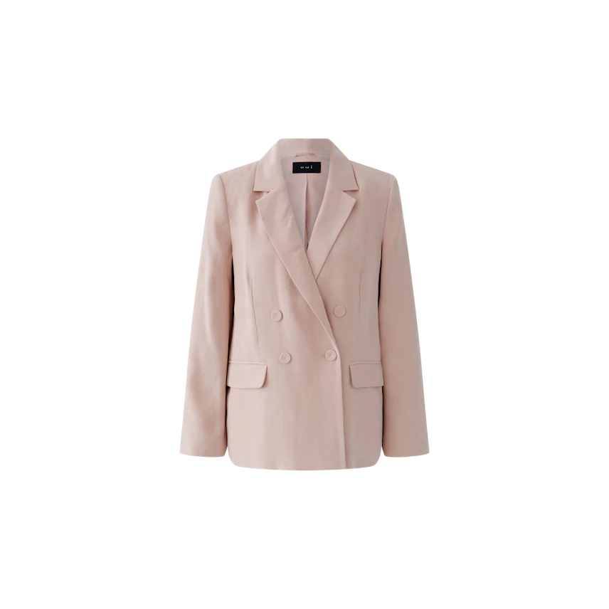 Beiger Damen-Blazer: Klassischer Schnitt mit doppelter Knopfleiste, ideal für den Alltag.