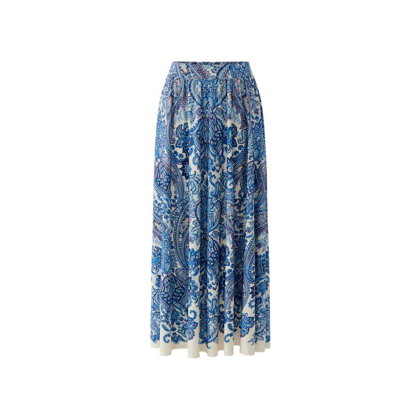 A-line skirt: A woman in a blue patterned skirt, flowing and comfortable for everyday wear.