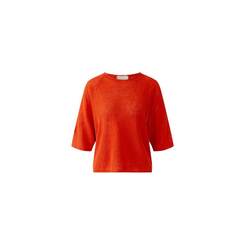 Bequemer Damen-Pullover in leuchtendem Rot mit lässigem Schnitt und 3/4-Ärmeln.