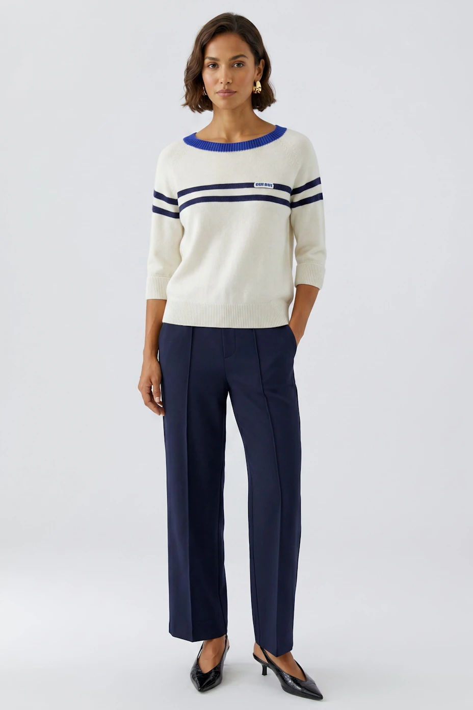 pullover - white blue