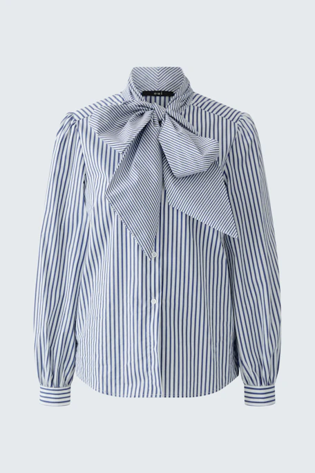 Gestreifte Schluppenbluse: Klassisches Design mit großer Schleife, perfekt für vielseitige Outfits.
