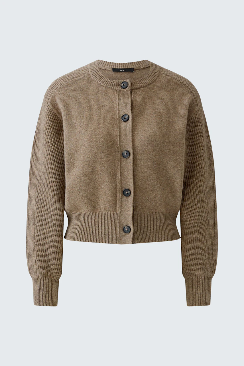 Image 6 of Knit jacket - Taupe Melange in Taupe Melange | Oui