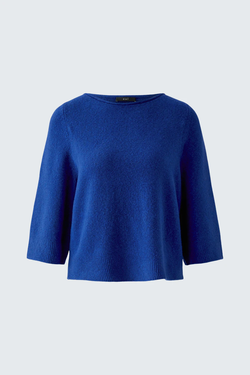 Blue pullover: Simple, loose-fit design with wide sleeves, perfect for casual wear.