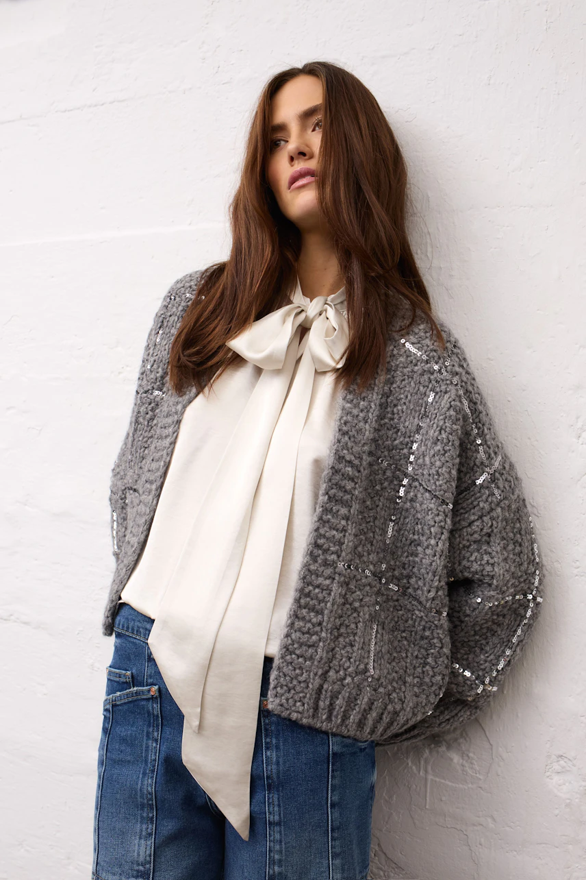 Image 6 of Knit jacket - steel grey in steel grey | Oui