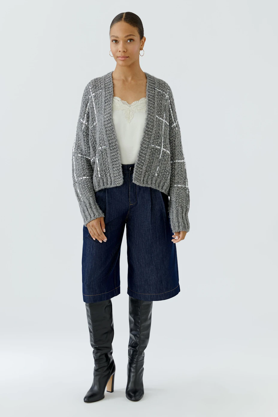 Knit jacket - steel grey