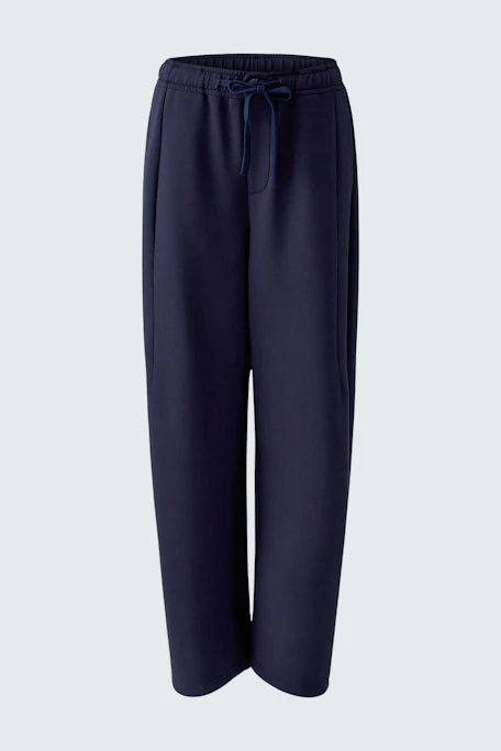 Casual women's pants: Navy blue, wide-leg pants with an elastic waistband, perfect for relaxed wear.