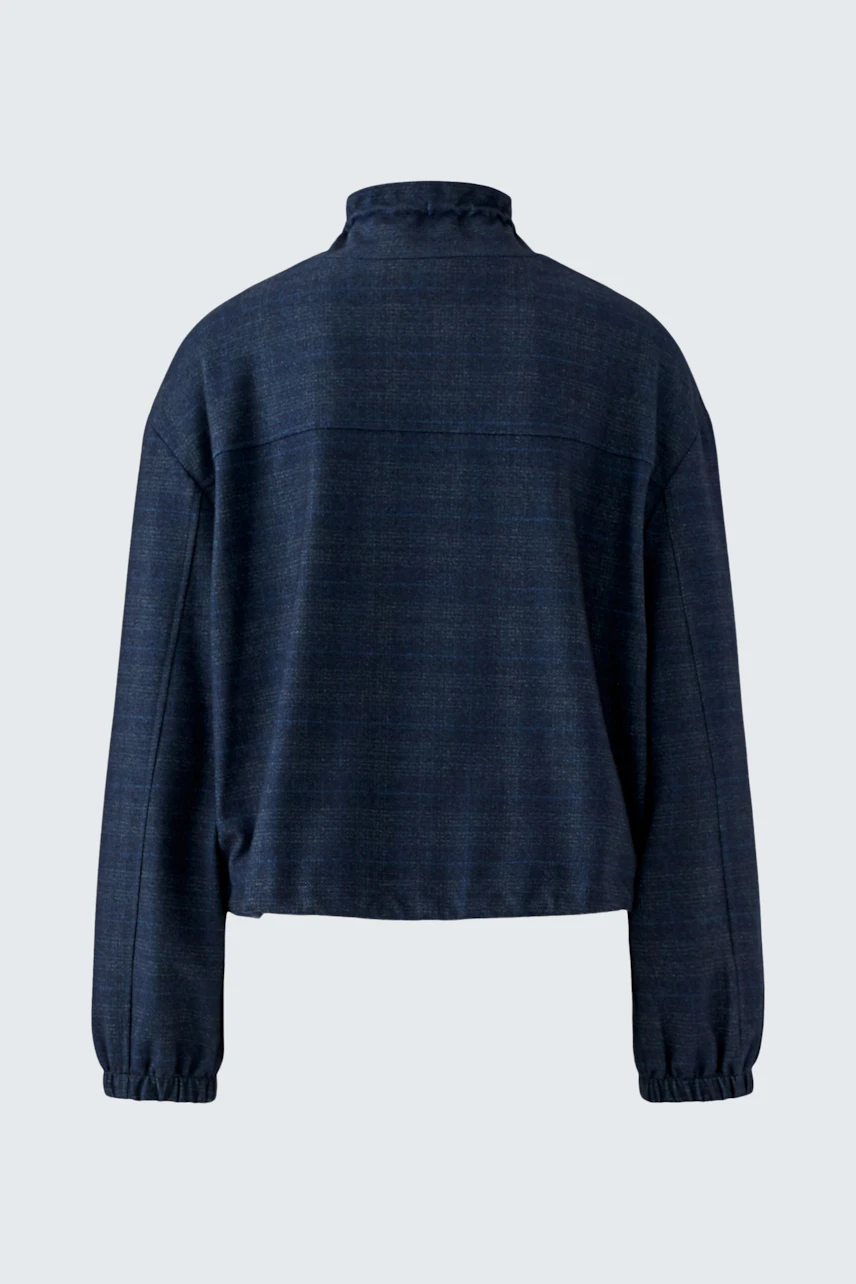 Casual women's jacket: Dark blue jacket with a high collar and relaxed fit, perfect for everyday wear.