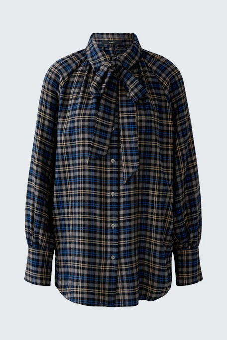 Kariertes Damen-Bluse: Lässige Bluse mit Schleifendetail, ideal für einen entspannten Look.