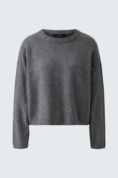 Grauer Damen-Pullover: Schlichter Strickpullover ohne Muster, ideal für lässige Outfits.