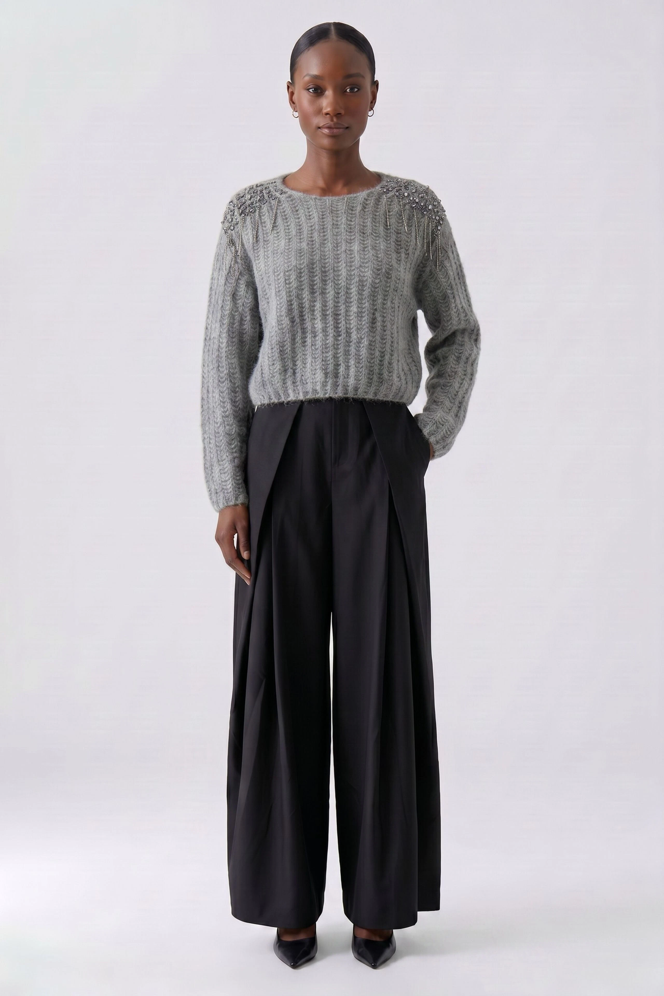 Bundfaltenhose - whitecap gray