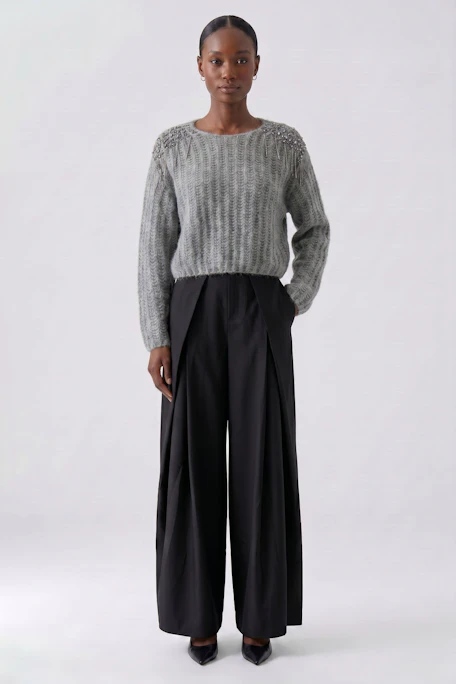 Pleat-front trousers - whitecap gray