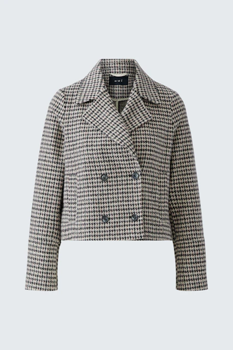 Klassische Damen-Jacke: Kurze, karierte Jacke mit doppelter Knopfleiste, ideal für einen stilvollen Look.