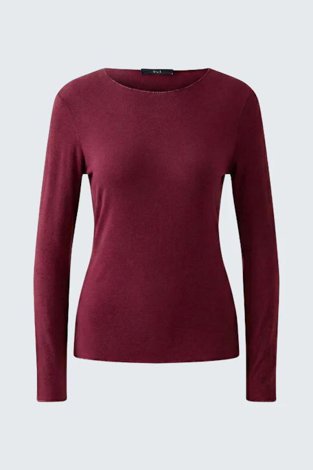 Bordeauxrotes Langarmshirt: Schlichtes Design, ideal für vielseitige Kombinationen im Alltag.