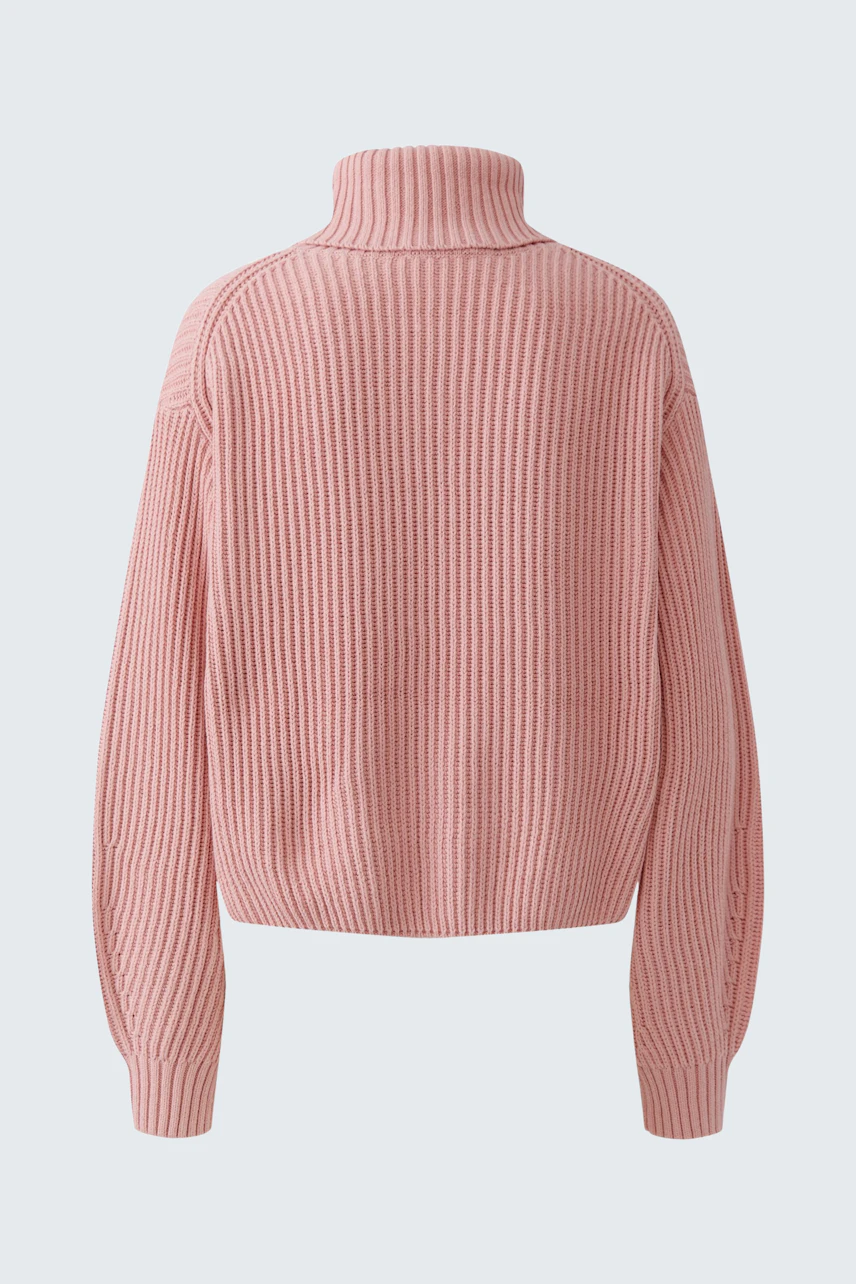 Rosa Damen-Pullover: Weicher Strickpullover mit Rollkragen, ideal für kühle Tage.
