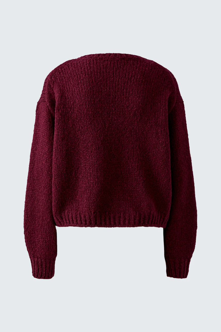 Kuscheliger Damen-Pullover in Bordeauxrot, ohne Model, ideal für gemütliche Tage.