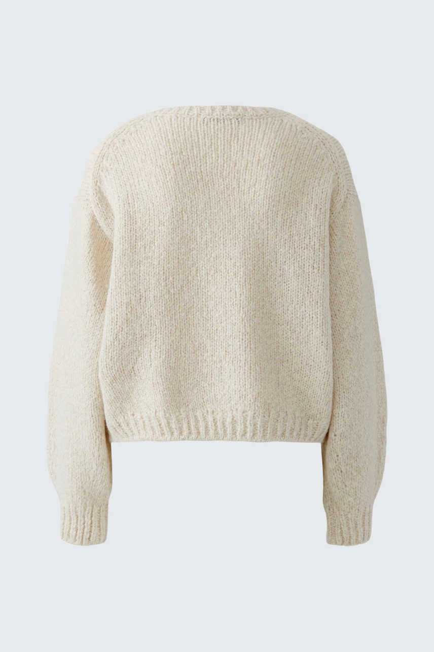 Weicher Damen-Pullover in Creme: Lockerer Schnitt, ideal für gemütliche Tage. Perfekt für lässige Outfits.