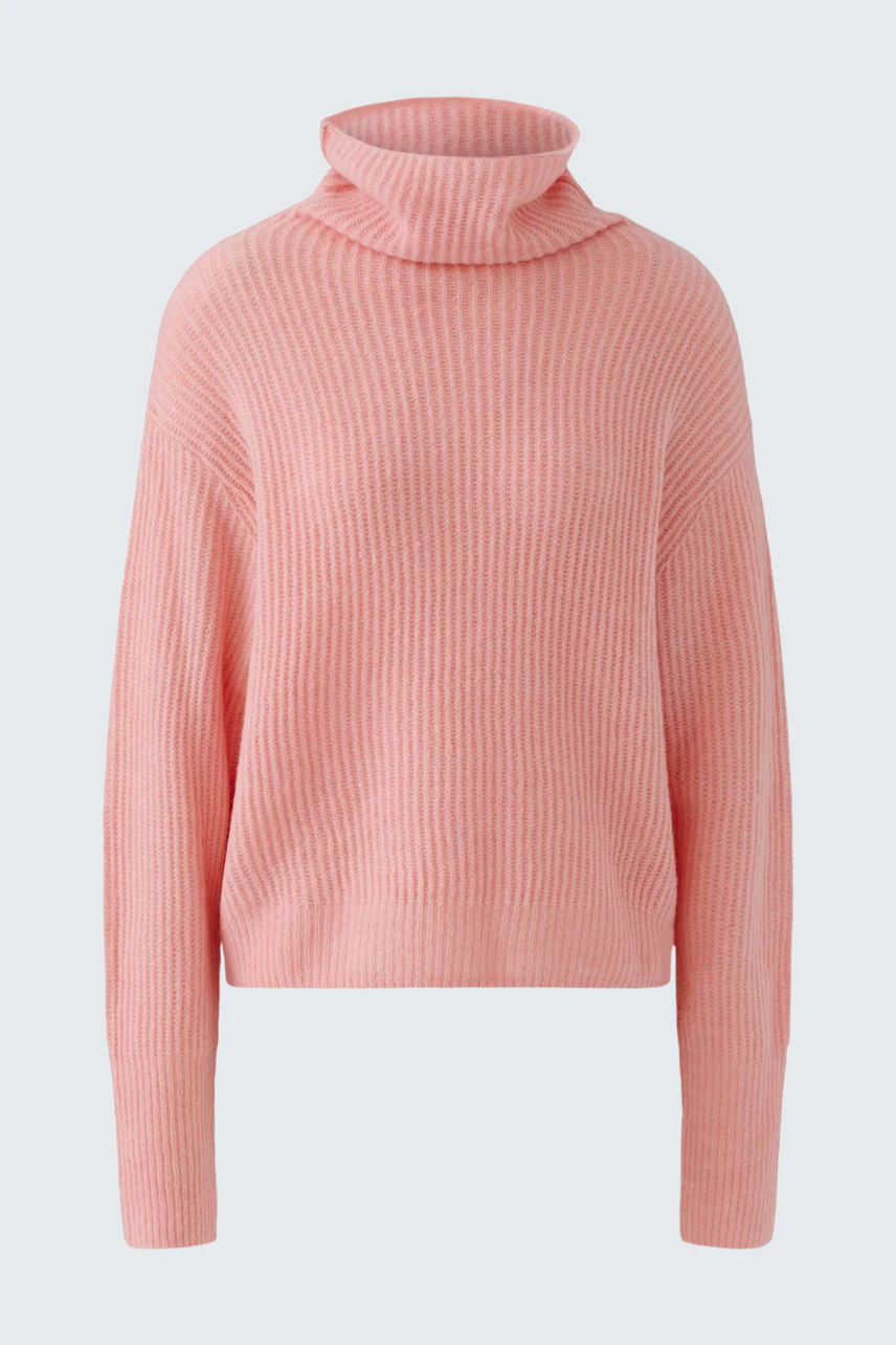 Rosa Damen-Pullover: Weicher Strickpullover mit Rollkragen, ideal für kühle Tage.