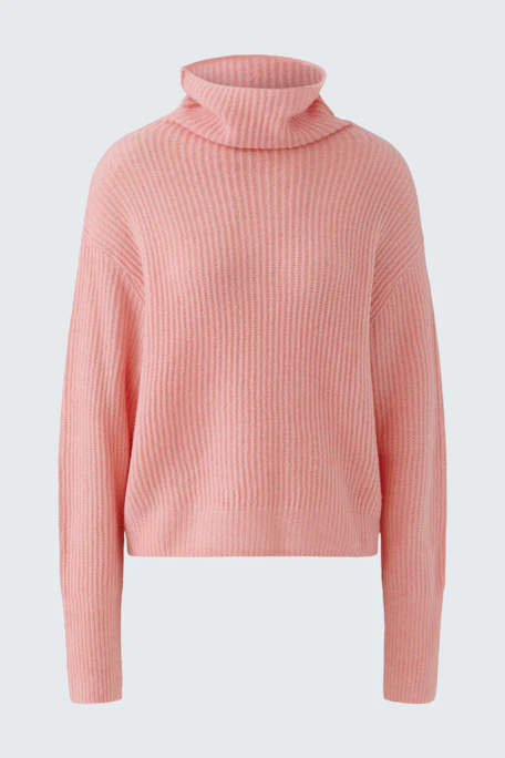 Rosa Damen-Pullover: Weicher Strickpullover mit Rollkragen, ideal für kühle Tage.