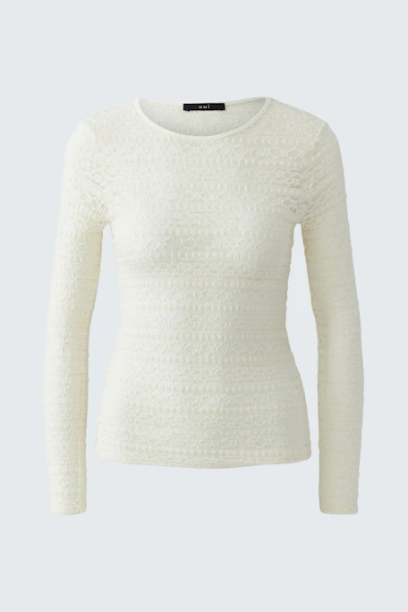 Weißes Langarmshirt: Schlichtes Design, strukturierter Stoff, ideal für vielseitige Kombinationen.