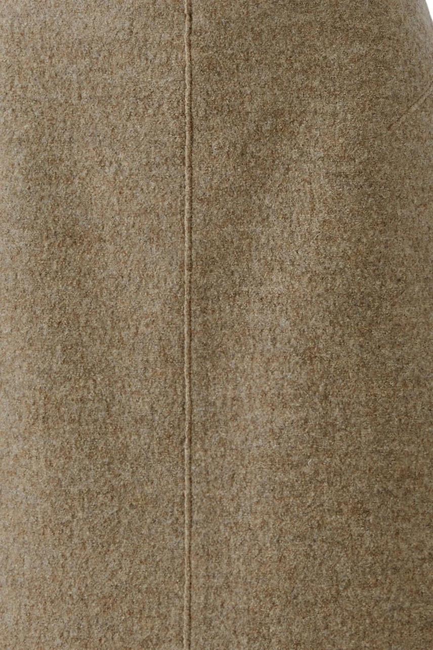 A-line skirt in beige wool fabric, showcasing a simple and classic design without any model.