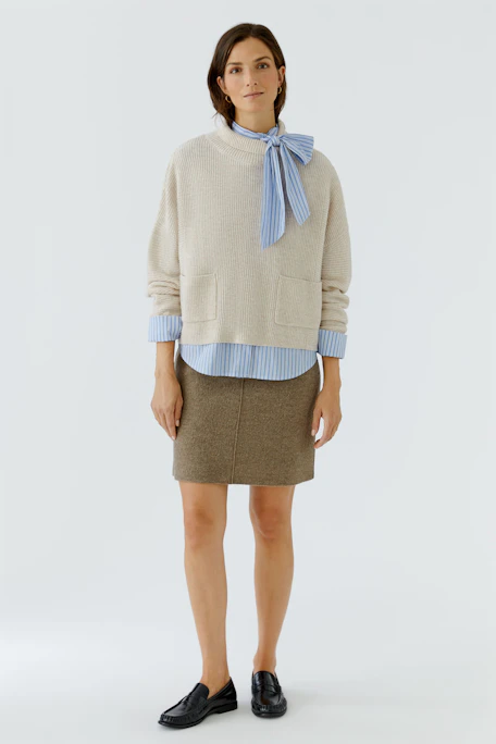 Boiled Wool Skirt - taupe mel