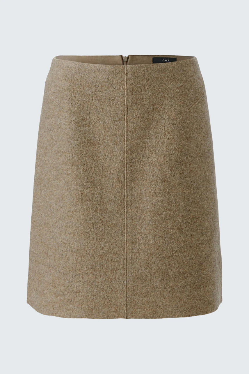 Image 5 of Boiled Wool Skirt - taupe mel in taupe mel | Oui