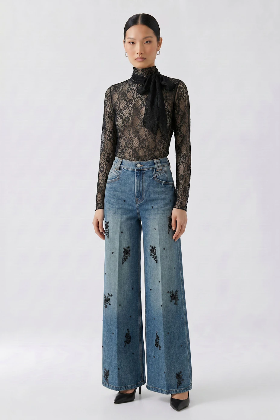 Long-sleeve shirt lace - scarab