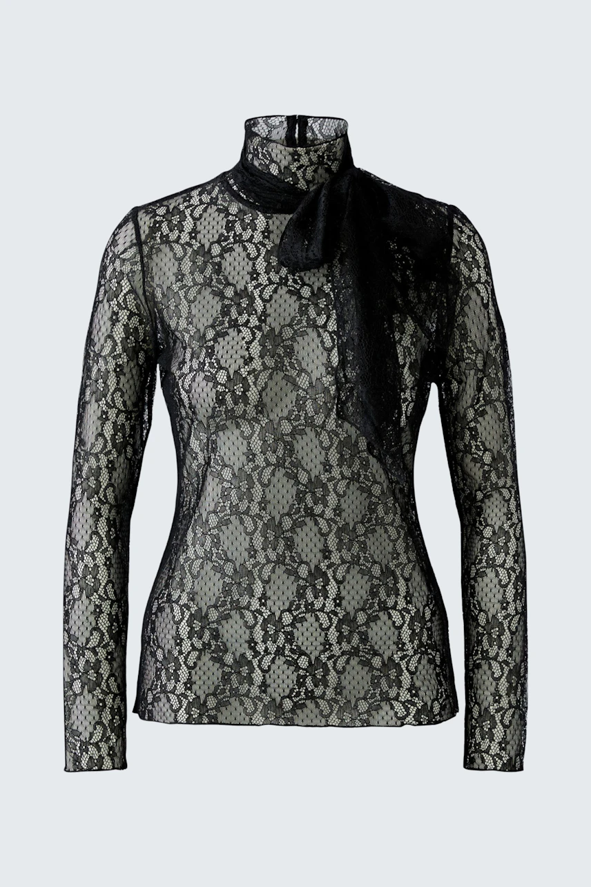 Image 6 of Long-sleeve shirt lace - black in black | Oui
