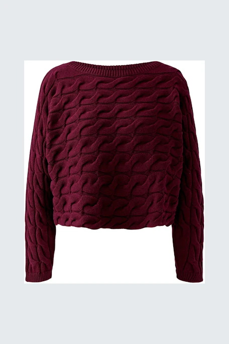 Damen-Pullover in dunkelrot mit strukturiertem Muster, lässig und bequem für den Alltag.