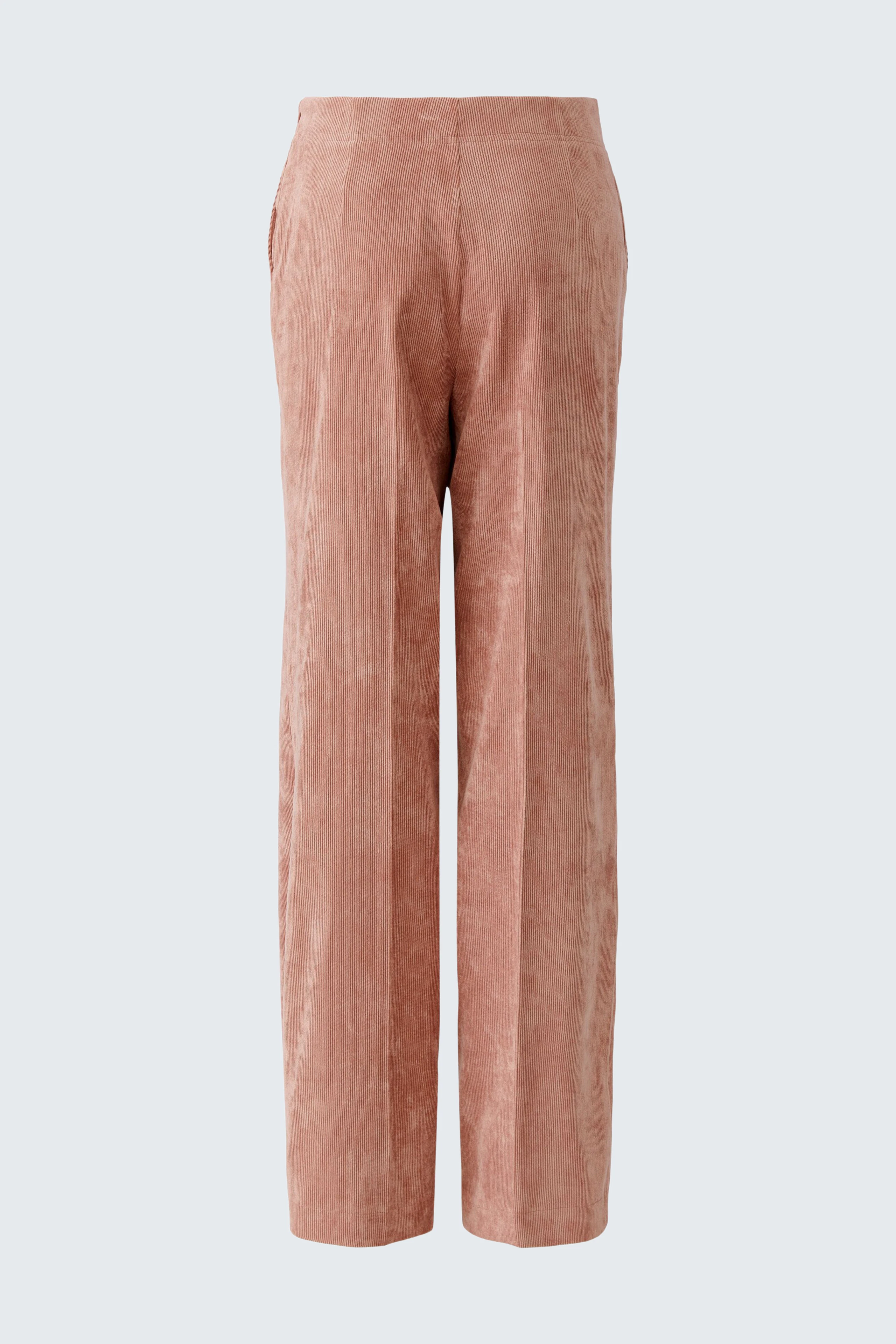 Casual corduroy pants in soft pink, perfect for a relaxed and stylish look.