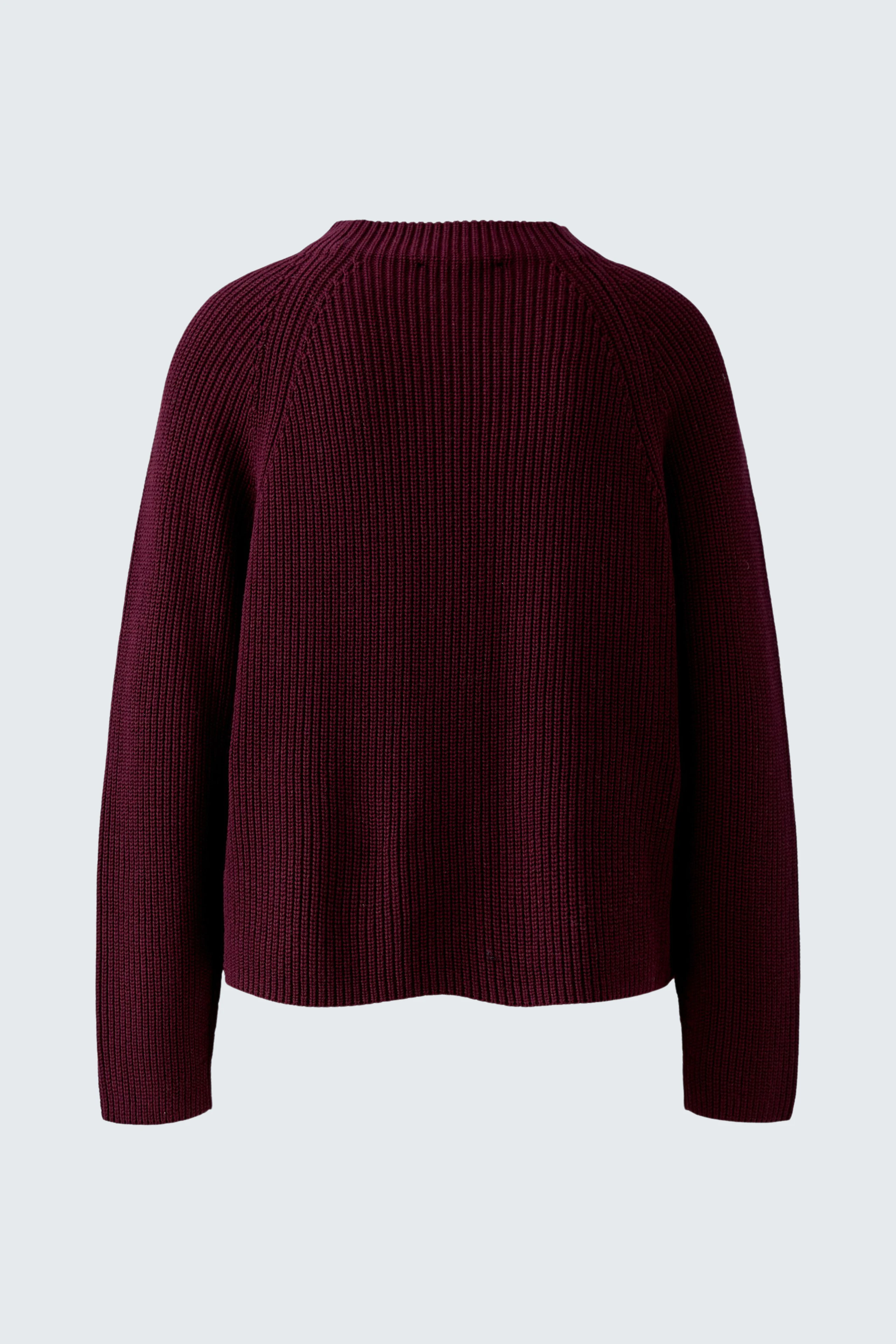 Casual women's pullover in deep burgundy, showcasing a simple back view with ribbed texture.