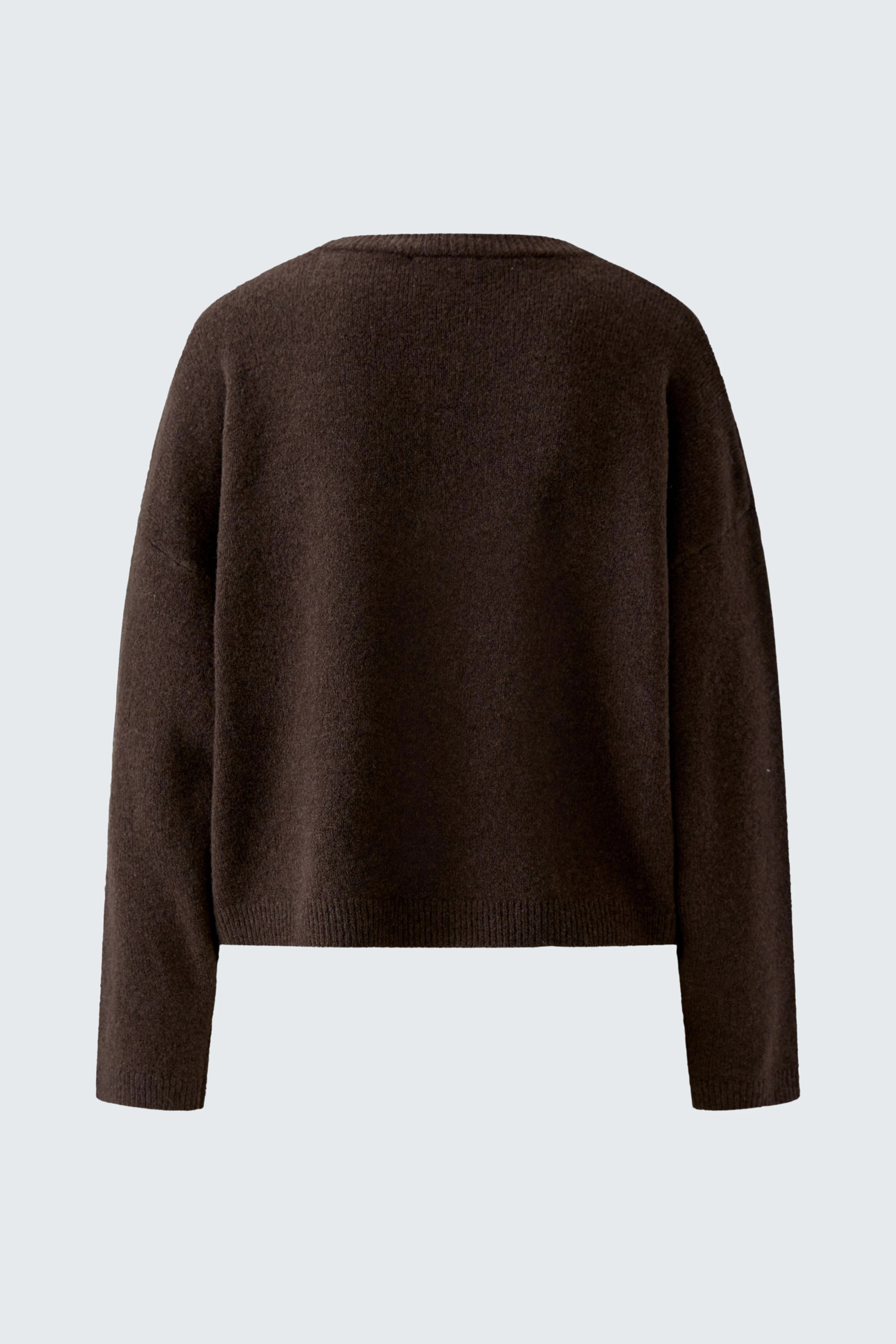 Schlichter Damen-Pullover in Dunkelbraun, ohne Model, ideal für lässige Outfits.