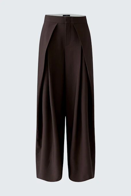 Weite Bundfaltenhose in Dunkelbraun, ohne Model. Ideal für einen lässigen Look.