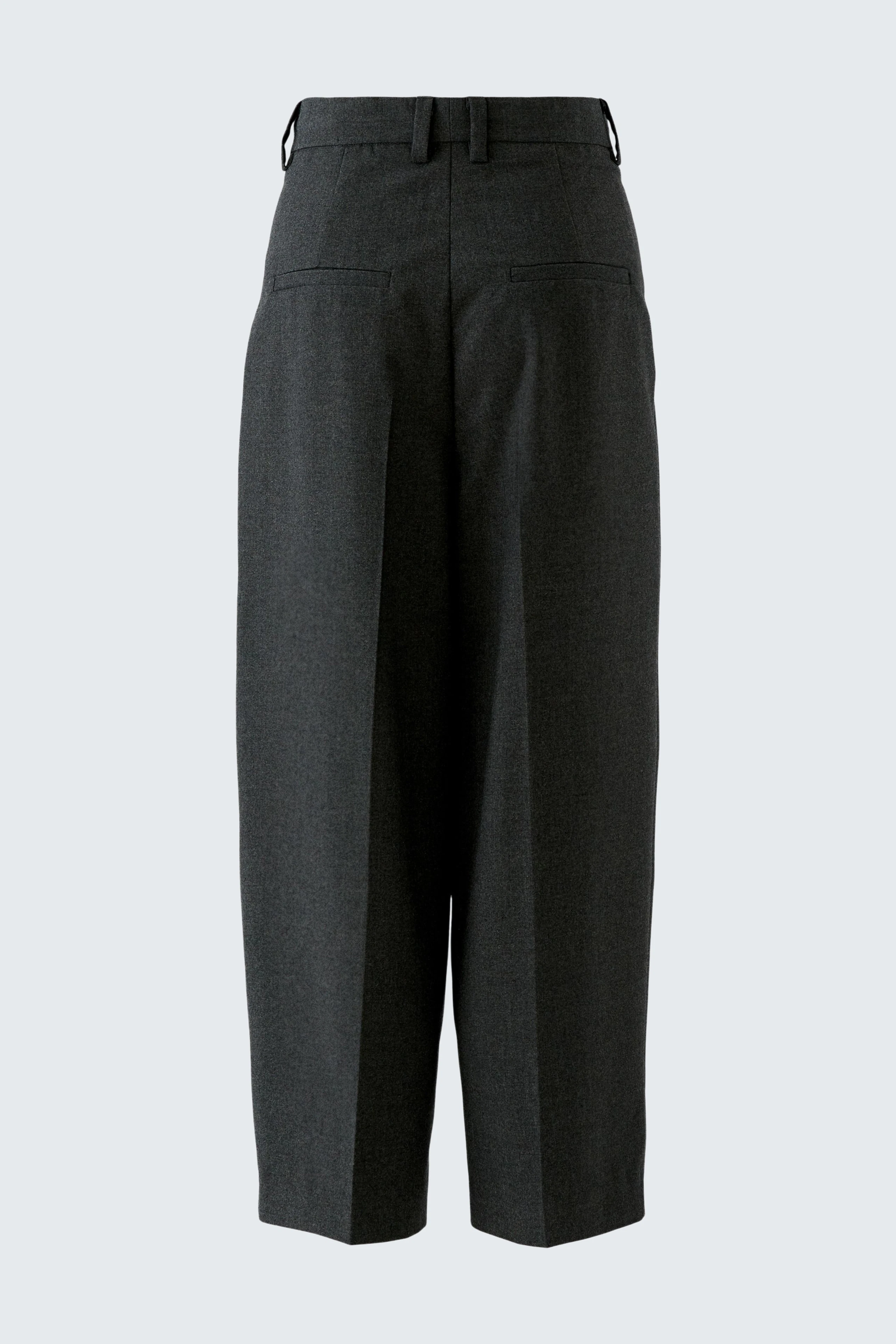 Pleated trousers: Dark, wide-leg design with high waist, no model shown.