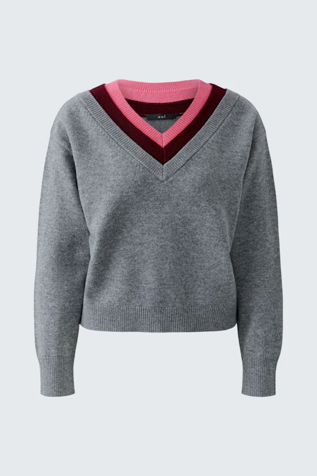Pullover - grey red