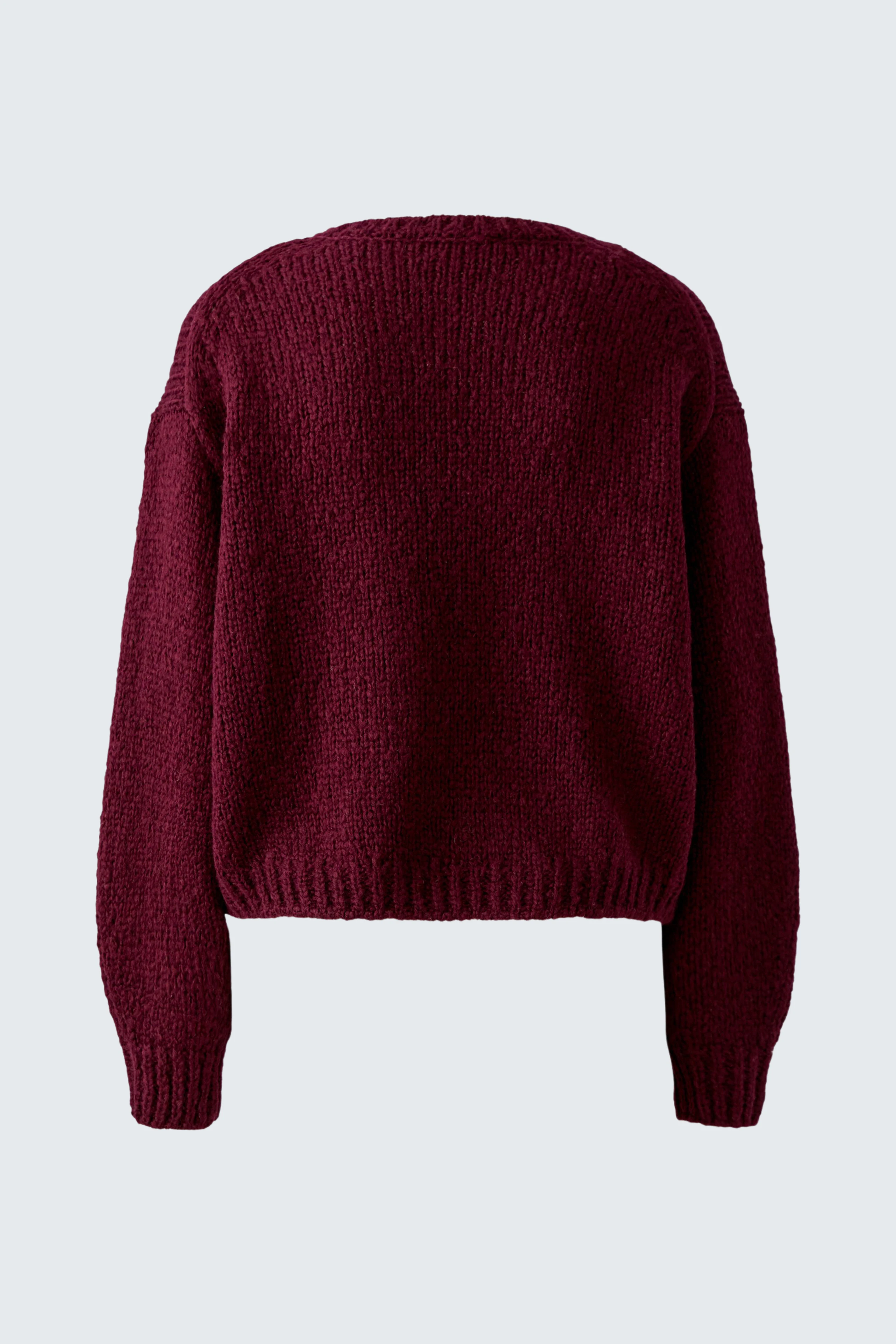 Kuscheliger Damen-Pullover in Bordeauxrot, ohne Model, ideal für gemütliche Tage.