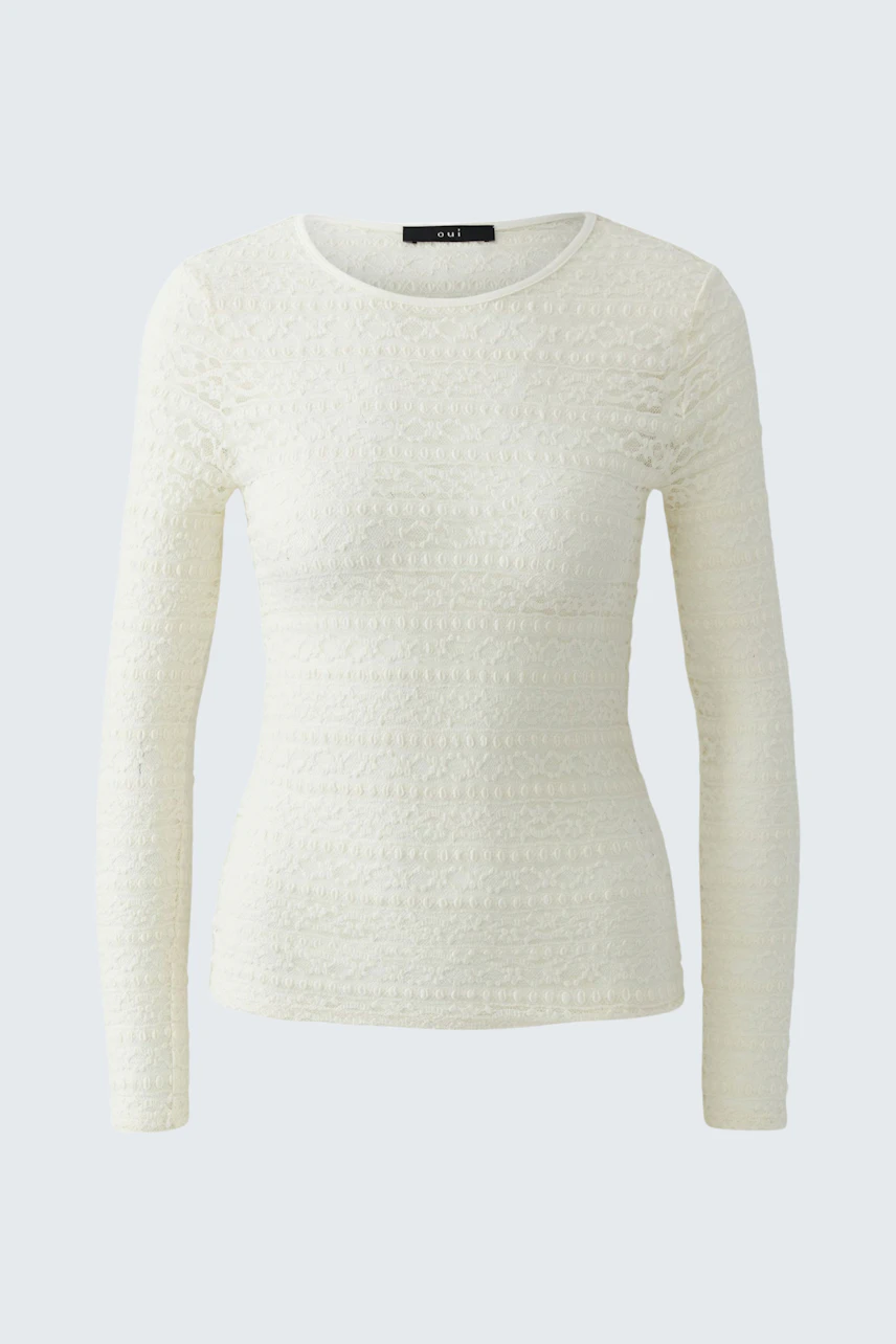 Image 6 of Long-sleeve shirt lace - gardenia in gardenia | Oui