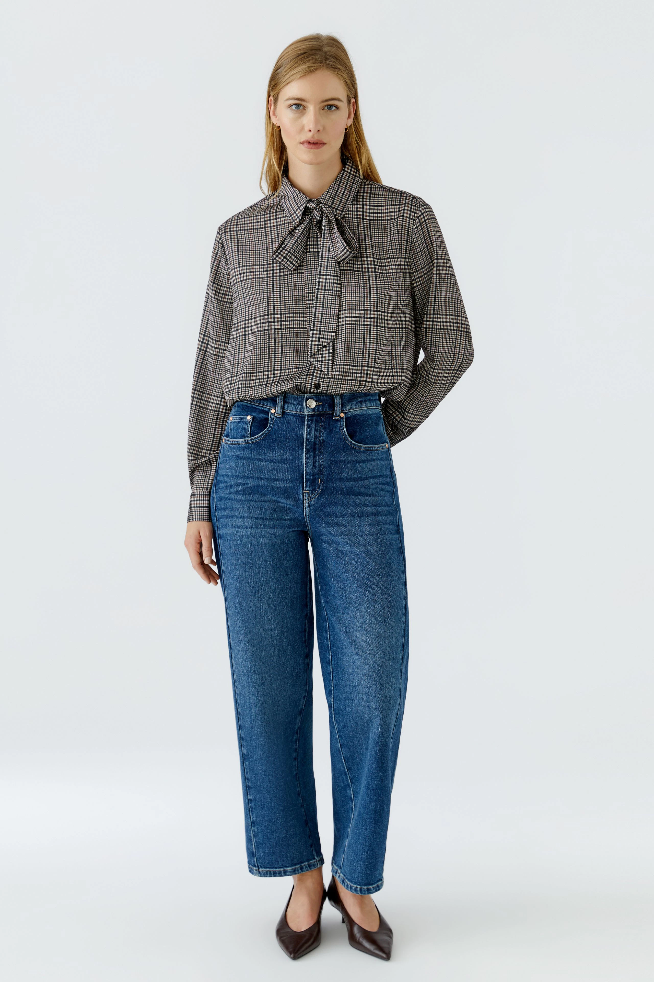 Schluppenbluse - offwhite brown