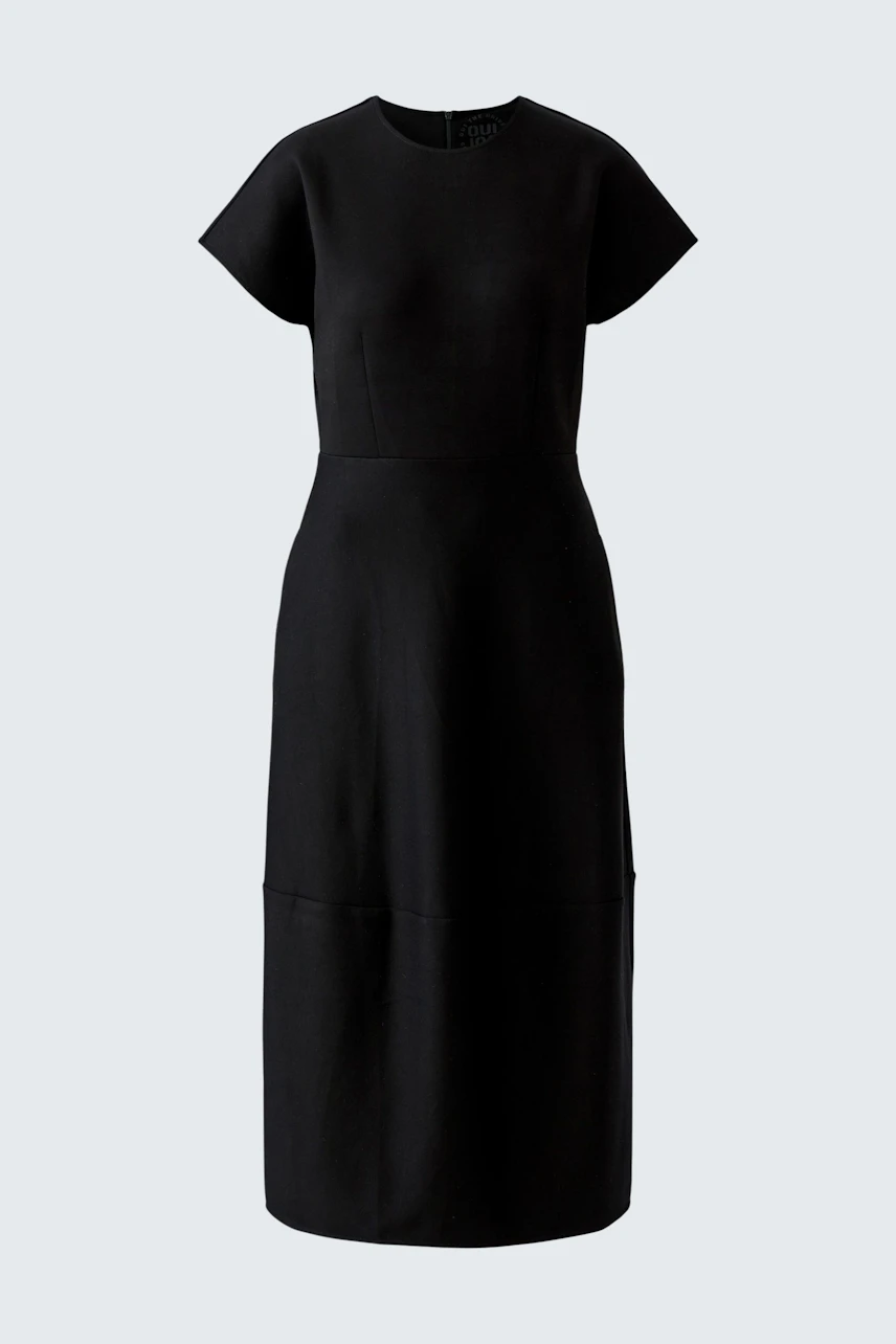 Simple black dress: A classic, sleeveless design with a fitted waist and flowing skirt.