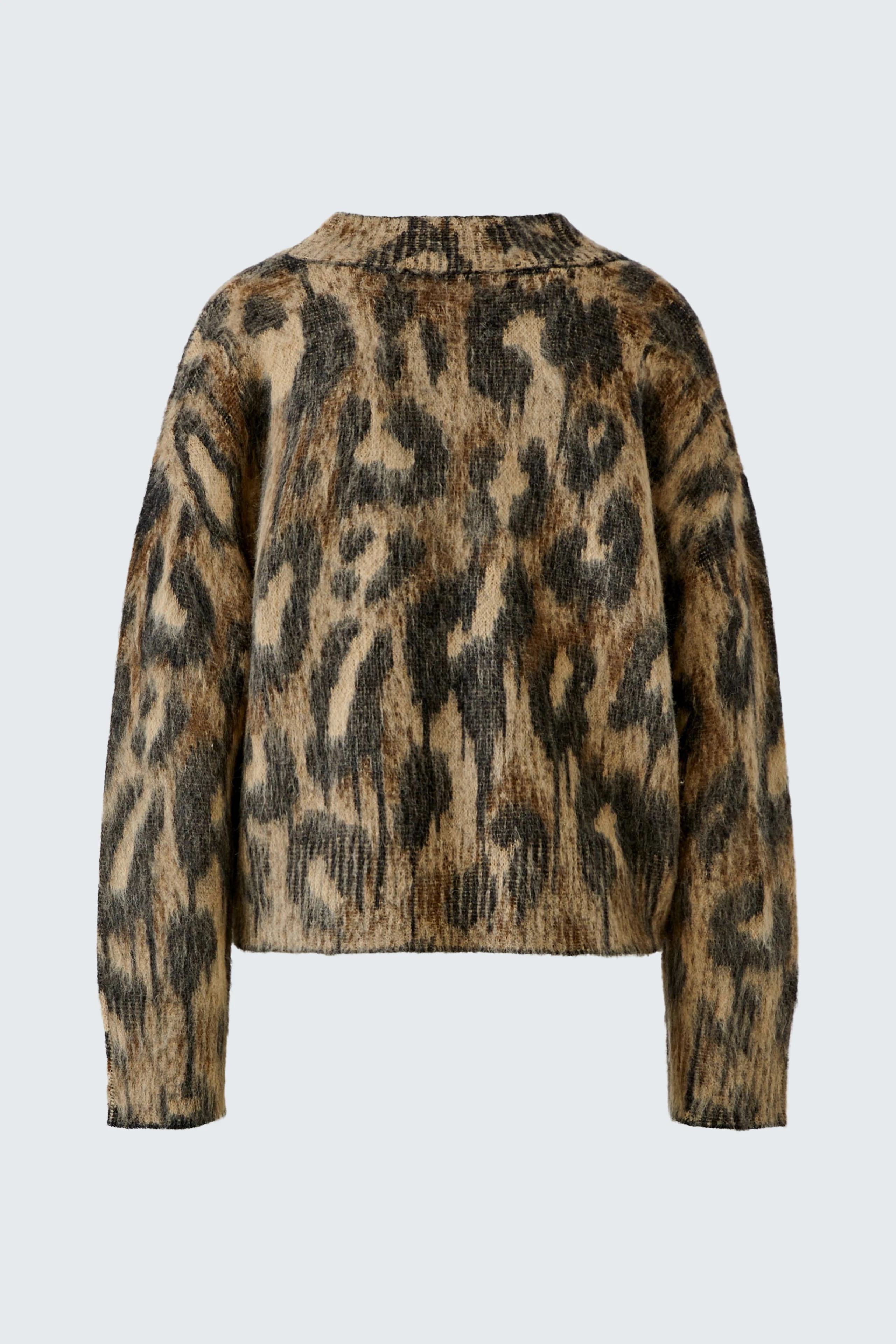 Leopardmuster-Pullover: Weicher Strickpullover in Braun- und Beigetönen, ideal für einen lässigen Look.