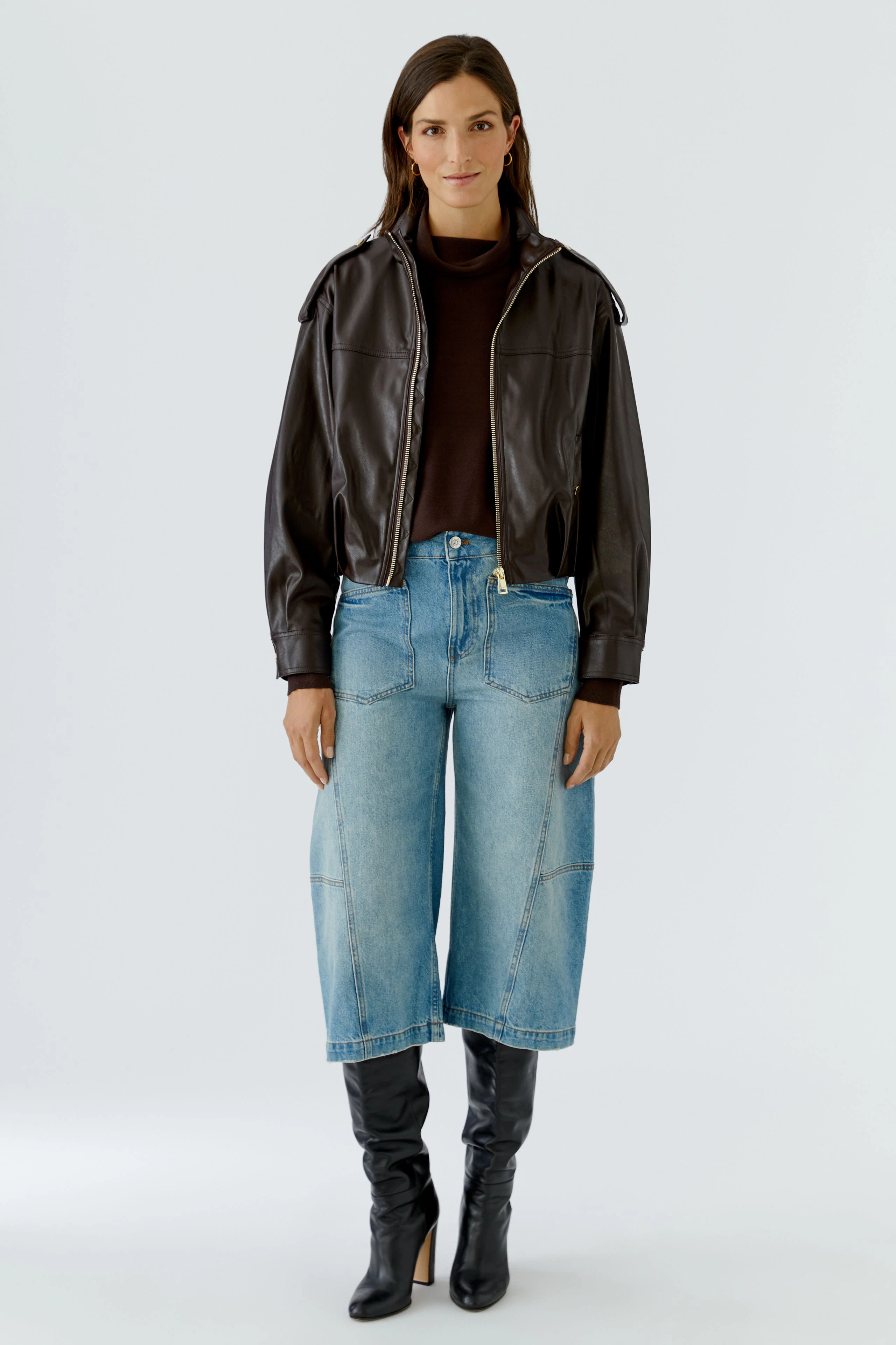 Lederimitatjacke - dark brown