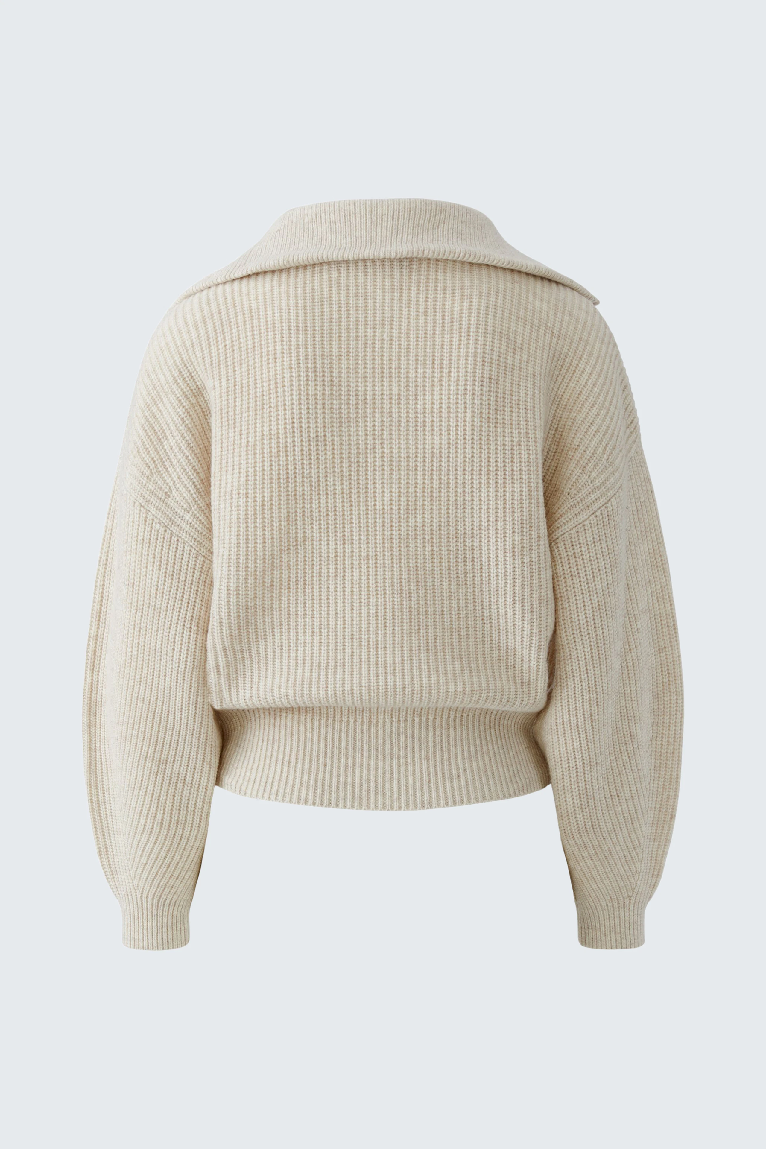 Beiger Damen-Pullover: Rückansicht eines strukturierten Pullovers ohne Model, schlicht und vielseitig tragbar.