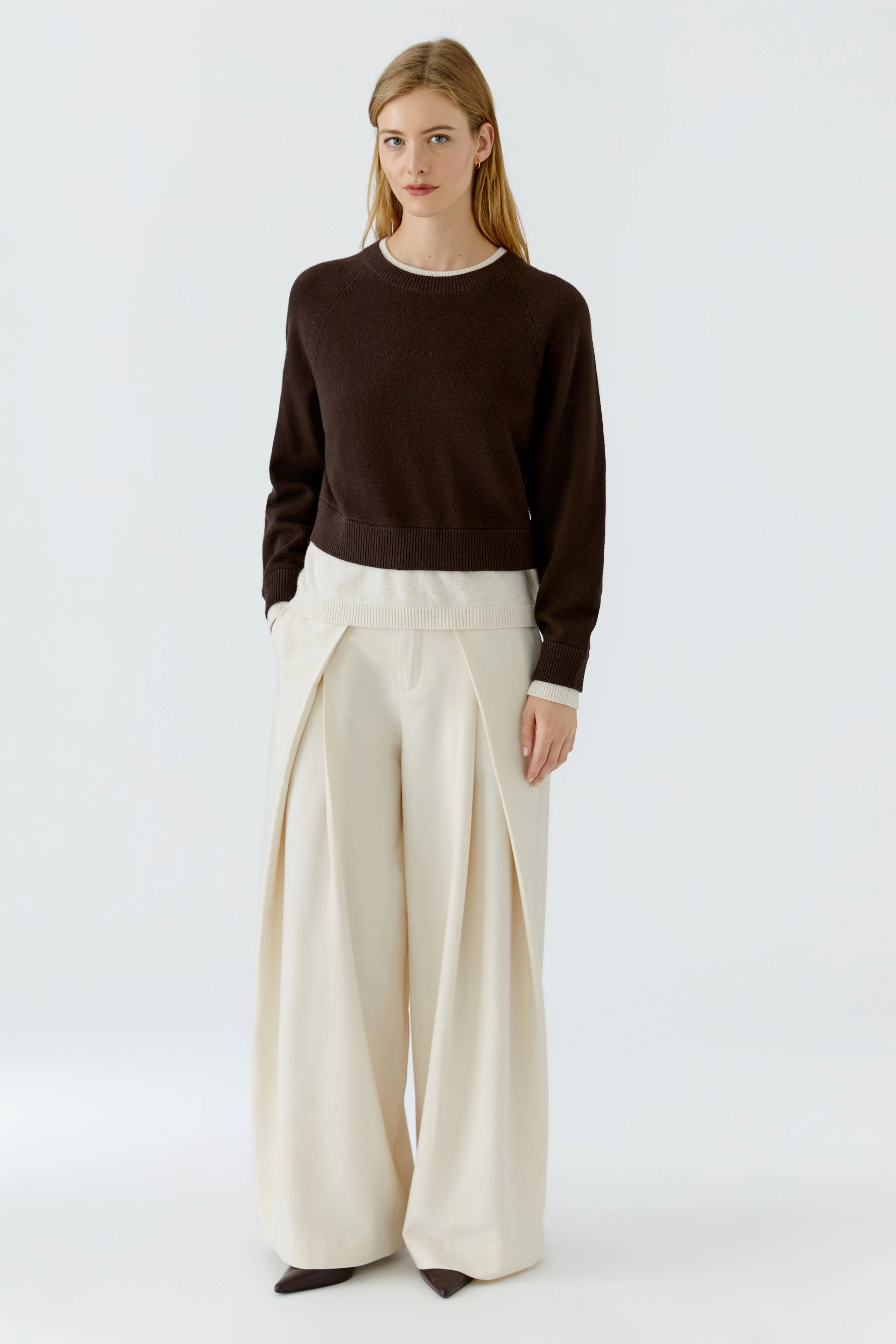 Pullover - darkbrown white