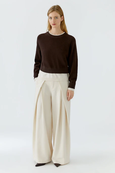 Pullover - darkbrown white