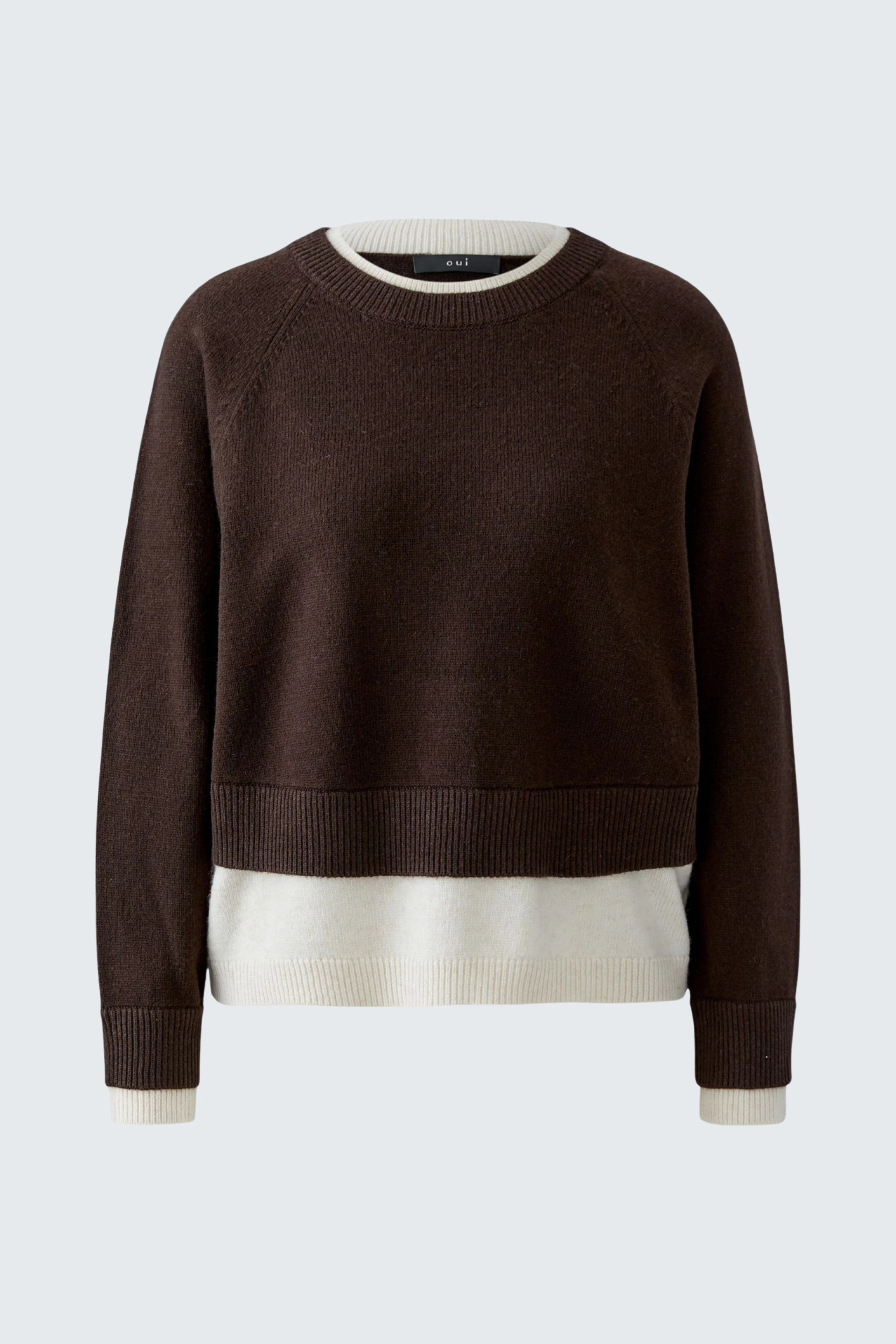 Pullover - darkbrown white