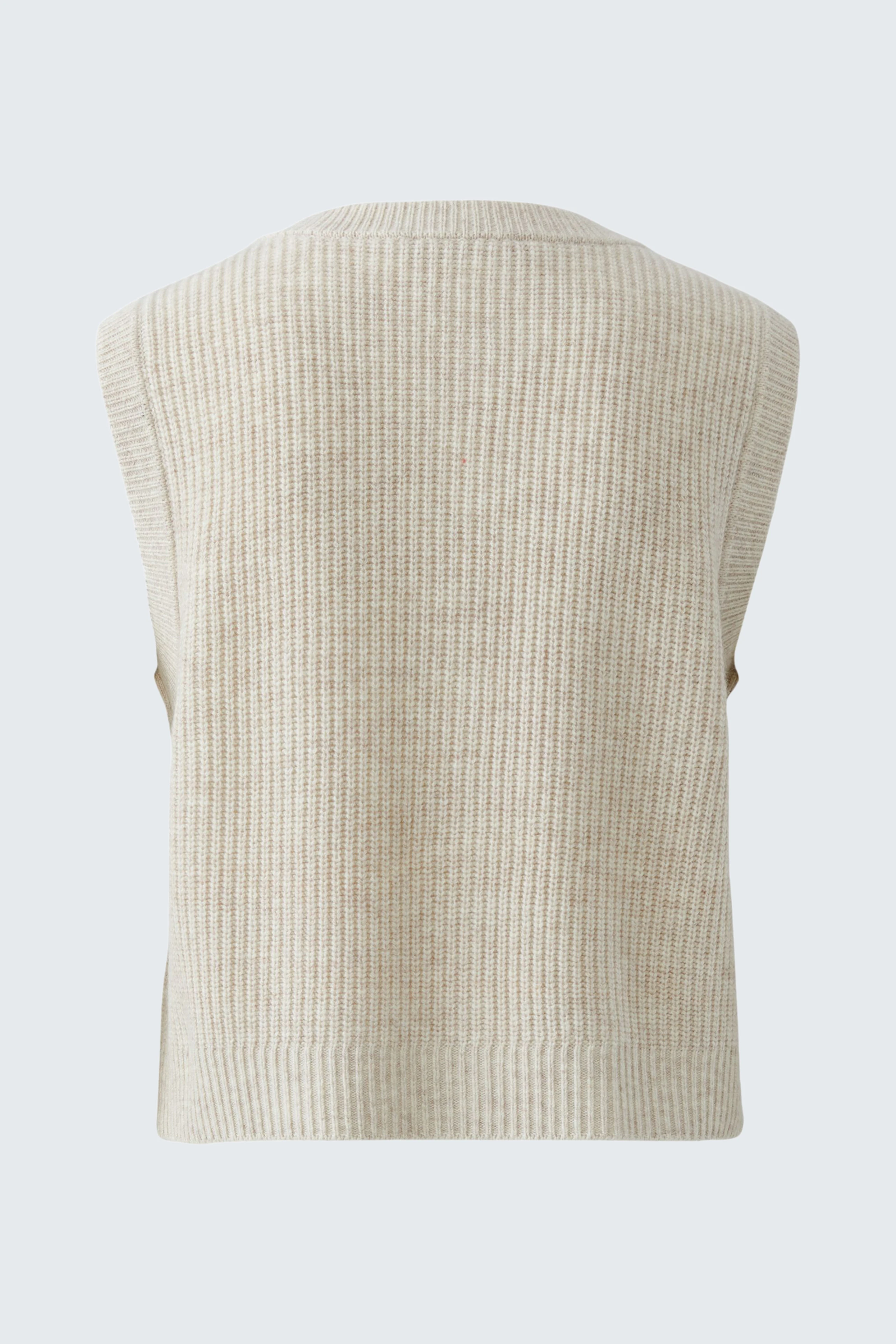 Beige knit vest: Simple and cozy design, perfect for layering in cooler weather.